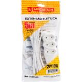 EXTENSAO ELETRICA 5M TRIPOLAR 3 TOMADAS 10A  BRANCA