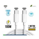 Cabo Turbo PD Tipo-C x Tipo-C 100W 1m X-Cell XC-CD-129
