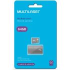 CARTAO DE MEMORIA MICRO SD 64GB COM LEITOR USB MULTILASER MC164
