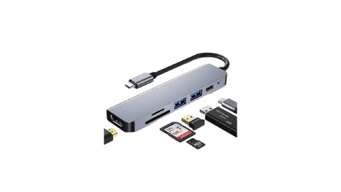 HUB USB TIPO C 3.0 DOCK STATION 6 EM 1 HDMI LEITOR CARTAO