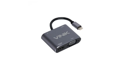CONVERSOR USB TIPO C MACHO X HDMI E VGA FEMEA VINIK AT41VN