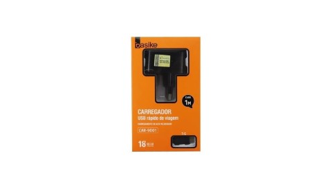 CARREGADOR CELULAR MICRO USB V8 18W QC3.0 BASIKE 1M CAR-9001