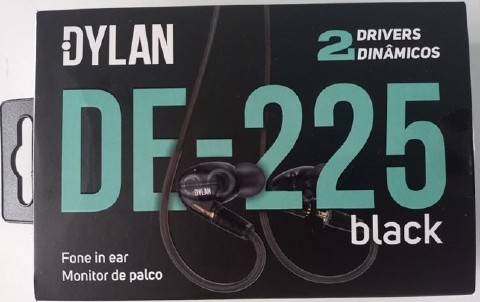 FONE DE RETORNO IN EAR COM 2 DRIVES DYLAN DE-225 PRETO