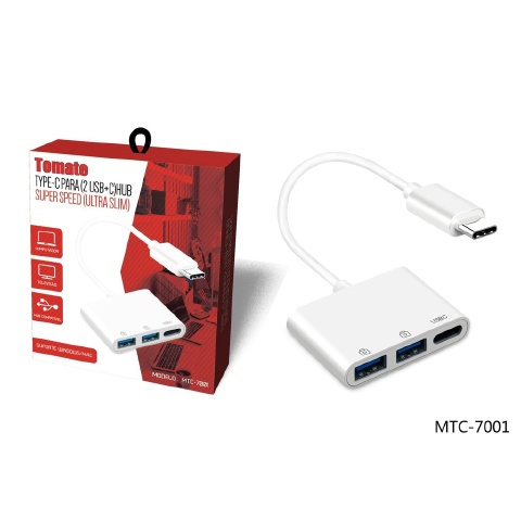 ADAPTADOR TIPO C PARA 2 USB 3.0 E USB TIPO C  TOMATE MTC-7001
