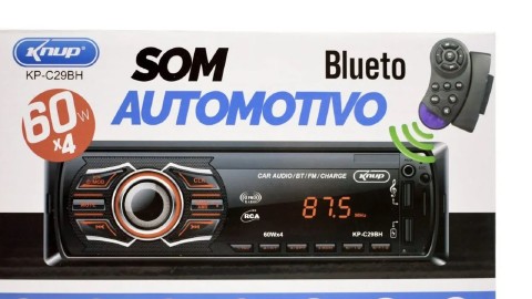 SOM AUTOMOTIVO KNUP 60W USB / MICRO SD / BLUETOOTH LED KP-C29BH