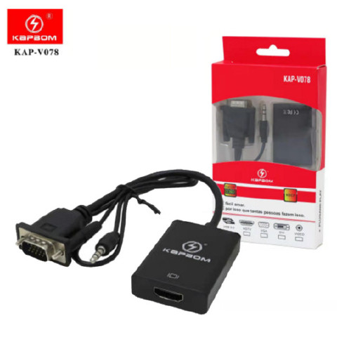 CONVERSOR VGA M PARA HDMI F COM AUDIO KAP V078