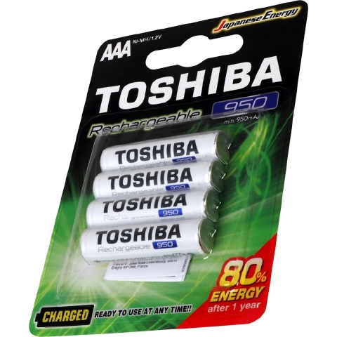 PILHA RECARREGAVEL TOSHIBA AAA 950MAH CARTELA C 4 UNDS