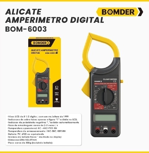 ALICATE AMPERIMETRO DIGITAL BOMDER BOM-003