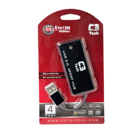 HUB USB C3TECH 4 PORTAS PRETO HU220 BK