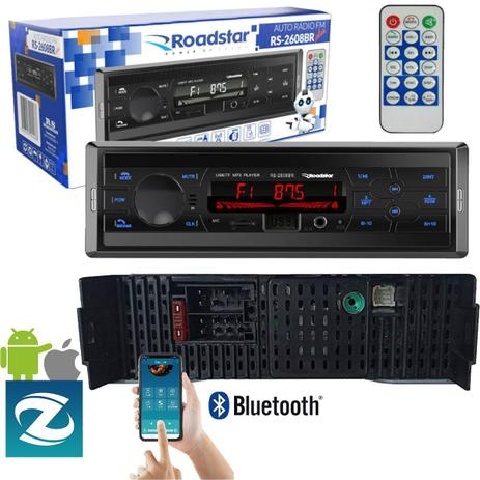 SOM AUTOMOTIVO ROADSTAR  RADIO FM USB SD BT MP3 AUX IN RS 2604