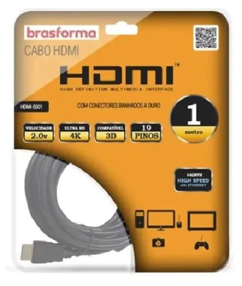 CABO HDMI 1M BRASFORMA 2.1 8K 3D 2160 P HDMI - 8101