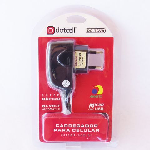 CARREGADOR CELULAR MICRO USB V8 DOTCELL DC-TCV8