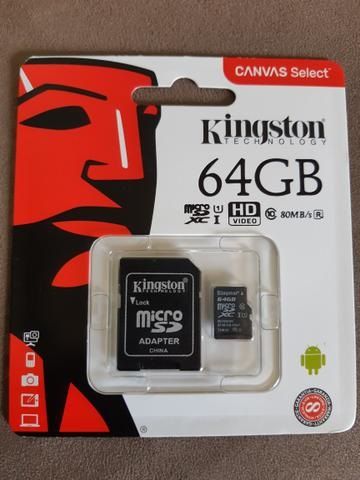 CARTAO DE MEMORIA MICRO SD 64GB CLASSE 10 80MB KINGSTON CANVAS SELECT