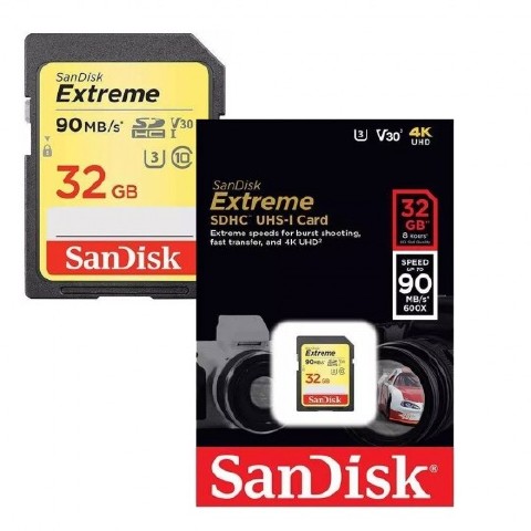 CARTAO DE MEMORIA  SD 32GB SANDISK CLASSE 10 EXTREME 90MB/S