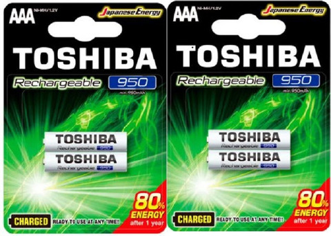 PILHA RECARREGAVEL TOSHIBA AAA 950MAH CARTELA C/ 2 UNDS