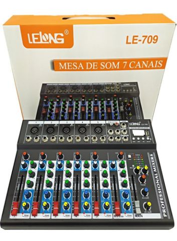 MESA SOM LELONG 7 CANAIS USB/EFEITO/REC USB LE-709