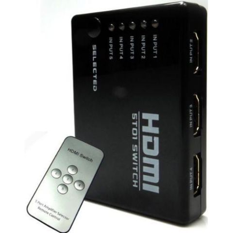 MINI SWITCH HDMI 5 ENTRADAS 1 SAIDA COM CONTROLE