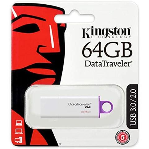 PEN DRIVE 64GB KINGSTON DTIG4 BRANCO E ROXO USB 3.1/3.0/2.0