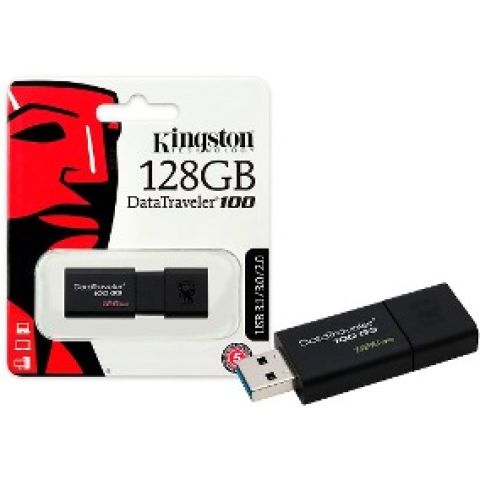PEN DRIVE 128GB KINGSTON PRETO DT100G3 USB 3.0/2.0