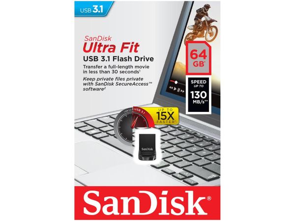 PEN DRIVE 64GB SANDISK FIT ULTRA USB 3.1 130 MB/S