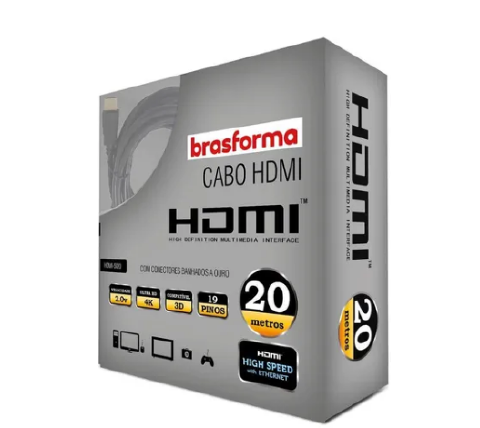 CABO HDMI 20M BRASFORMA 2.0 4K 3D 1080P 19 PINOS 5020